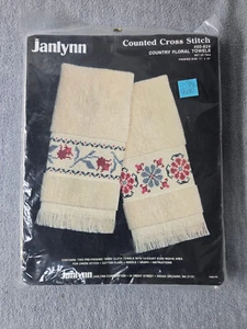Janlynn Counted Cross Stitch KIT #50-824 Floral Towels - Set of 2, 11" x 18" - Picture 1 of 2