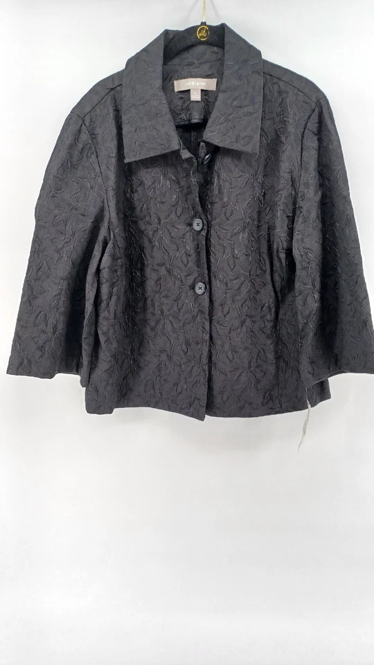 Croft & Barrow Women's Jacket X-Large Black Floral Pattern Button Up Blazer NWT. - Image 1 of 4