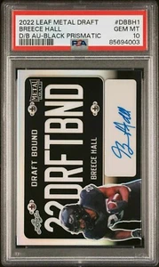 2022 Leaf Metal Draft Bound PSA-10 Breece Hall Black Auto Prismatic /15  LOW POP - Picture 1 of 5