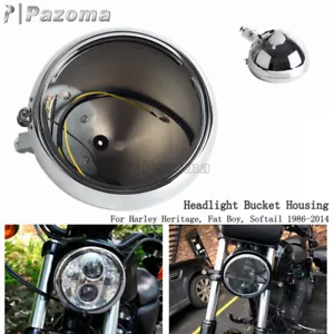 Funda cromada para faros con cubo retro para carcasa se adapta a Harley Softail Fat Boy - Imagen 1 de 8