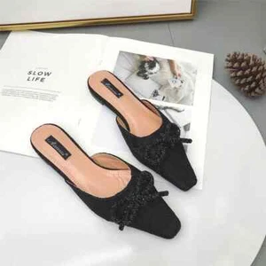 Zapatillas Elegantes Zuecos Negro Pedrería Suela Cómodo Piel Sintético 9840 - Imagen 1 de 1