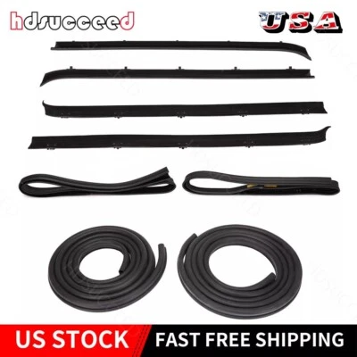 Complete Door Window Weatherstrip Seals Set Kit for 1982-1991 Chevy GMC C10 K10 - Image 1 of 4