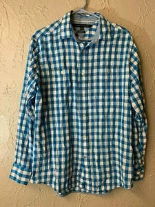 Tommy Hilfiger Herren kariertes Button Down Langarm Hemd Größe M - Bild 1 von 3