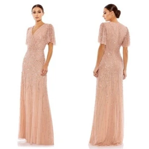 Mac Duggal 35109 verziertes Flatterärmelkleid Größe 10 neu mit Etikett Akt - Bild 1 von 5