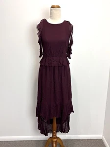 Forever New Womens Dress 8 S Sangria Ruffles Hi Low Flowy Event Formal Wedding - Picture 1 of 12