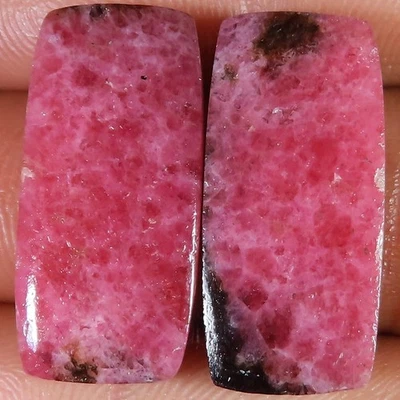 natural RHODONITE PAIR cushion cabochon loose gemstone 53.25 Cts. (13x27x04 mm) - Image 1 of 4