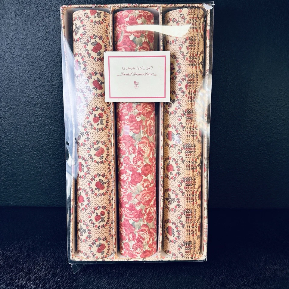 NOS 12 Forros de Estante Cajón Vintage Años 70’s 80’s No Adhesivo Rosas Florales Foto 1 de 4