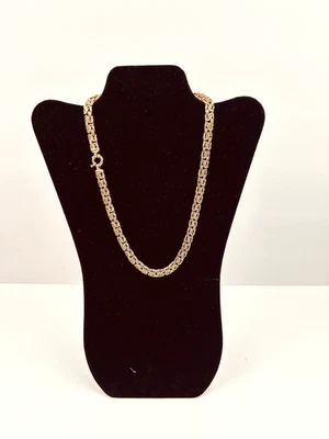 Collar de plata 925 Vermeil chapado en oro bizantino de 10" cierre de resorte 46 gramos Foto 1 de 4