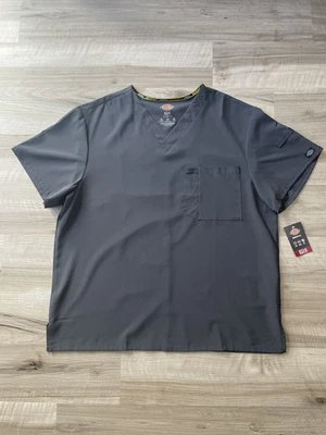 NUEVO CON ETIQUETAS Camisa Exfoliante Dickies Talla XL Bolsillo Médico Elastizado Enfermera Poliéster Gris Foto 1 de 4