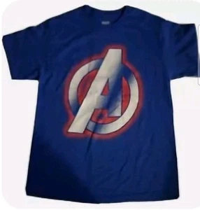 NWOT Marvel Comics Avengers Red White & Blue "A" Logo Big Kids t-shirt Size L - Picture 1 of 5
