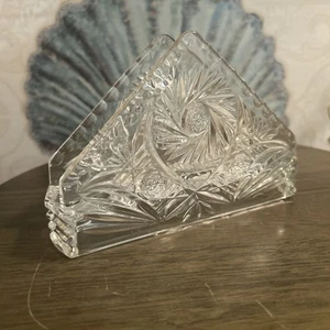 Vintage Handgeschliffen Kristallglas Serviettenhalter mit Fuß Pinwheel Hobstar Elegant B9 - Bild 1 von 19