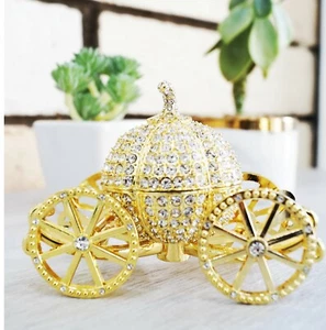VI N VI Gold Strass Prinzessin Aschenputtel Kristall Kürbis Kutsche Schmuckschatulle - Bild 1 von 6