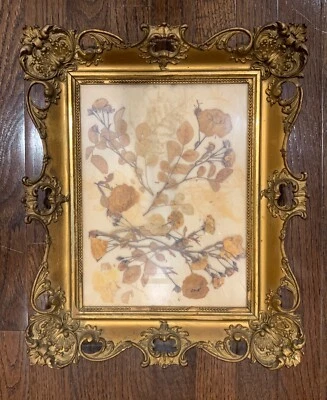 MARCO DE HOJA DE ORO ORNAMENTADO FRANCÉS MADERA DORADA ANTIGUO SIGLO XIX 14W X 17L NECESITA REPARACIÓN Foto 1 de 4