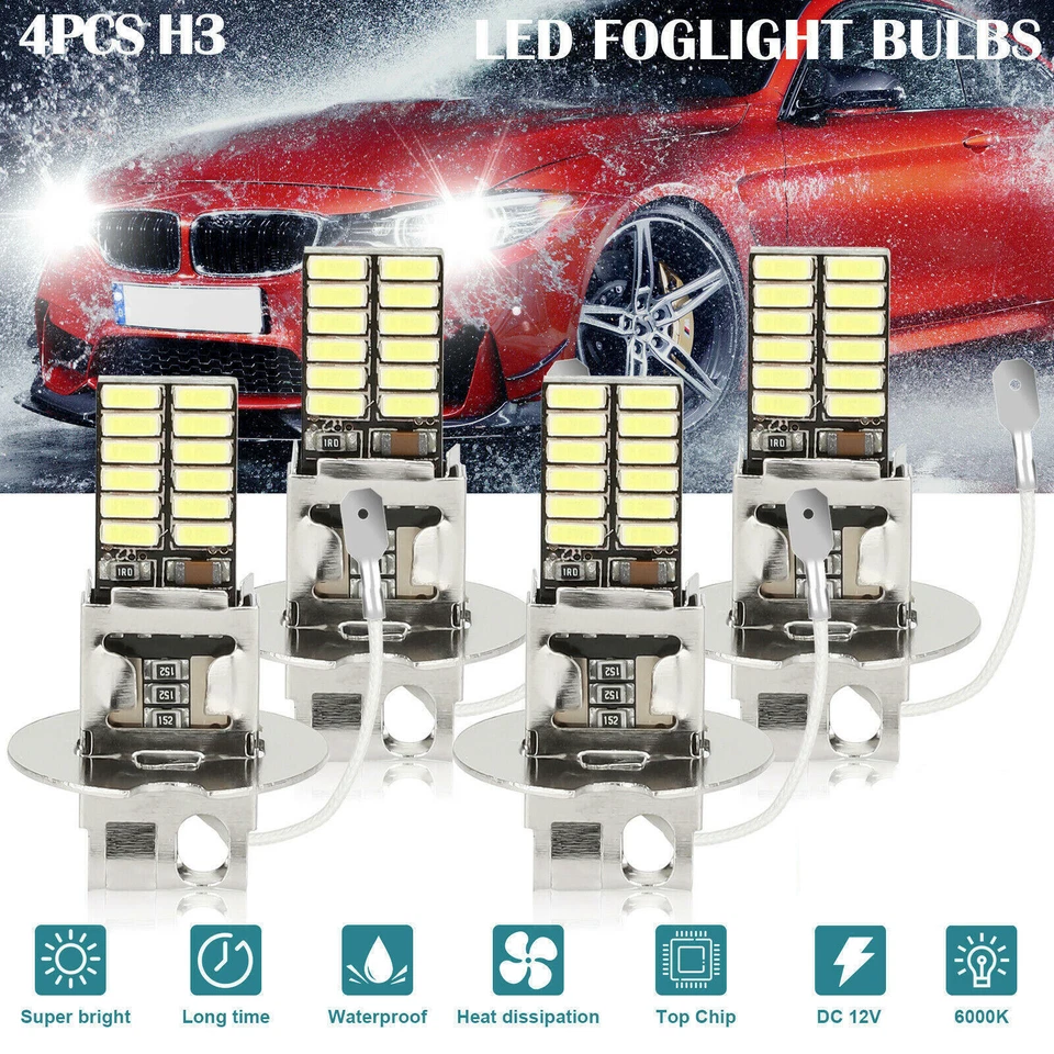 4x H3 Super Bright 24 LED Fog Driving DRL Light Bulbs Conversion Kit 6000K White - Image 1 of 4
