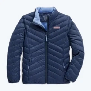 Vineyard Vines NWOT Girls Puffer 90% Down Jacket Fleece Lined Sz L/14 Navy Blue - Picture 1 of 11