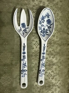 VTG Blue Danube Porcelain Set Salad/Serving Spoon & Fork Rectangle Mark Japan - Picture 1 of 6