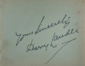 HARRY LAUDER Signed Autographed ALBUM PAGE 1930s Actor Comedian SCOTTISH SINGER - Picture 1 of 4