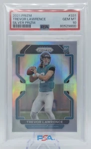PSA 10 GEM 2021 Panini Prizm TREVOR LAWRENCE True Silver RC Rookie #331 Jaguars - Picture 1 of 4