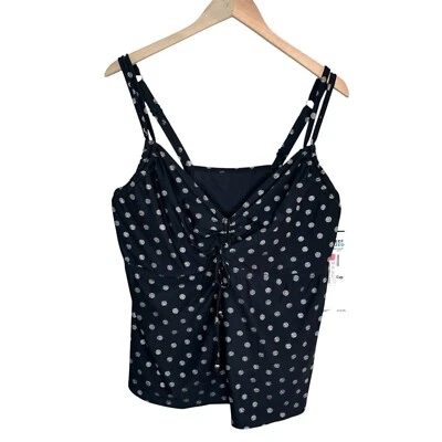 Coco Reef Womens Plus Size 22W/44DD Navy Polka Dot Tankini Top Swimsuit - Image 1 of 4
