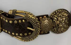 NANNI MADE IN ITALY WOMEN'S Concho Lions Head Belt 32 - Picture 1 of 4