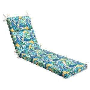 Paisley 21 in. x 28.5 in. Deep Seating Chaise Lounge Cushion in Blue/Green Amali - Picture 1 of 6
