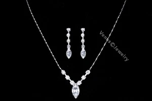 Bridal Wedding Prom Rhinestone Crystal Necklace Earrings set 2226 - Picture 1 of 3