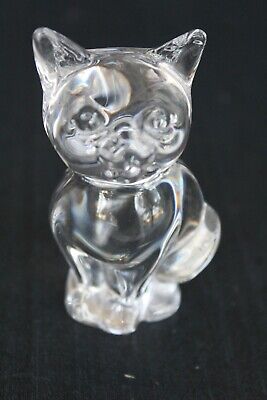 Vintage Signed Daum France Crystal Cat Figurine Paperweight 3 1/2  Very Nice! • 29.95€