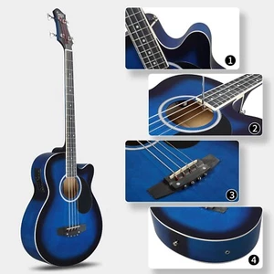 🎸FREE SHIPPING! (and FAST) 🎸 Acoustic-Electric Bass Guitar +Case/Bag +Strap! - Picture 1 of 8