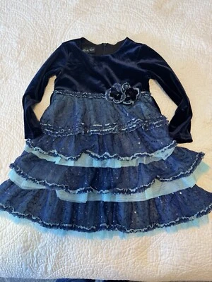 Isobella и Chloe девочек темно-велюр и блестки украшенное платье Sze 3T - Изображение 1 из 4