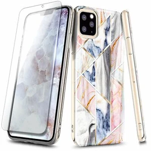 For iPhone 11 / 11 Pro / 11 Pro Max Case Slim Marble Cover with Tempered Glass - Picture 1 of 24