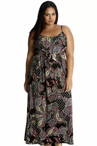 Mujeres Diseño Tiras Elástico Top Damas Sin mangas Volantes Estampado Floral Maxi Vestido - Imagen 1 de 15