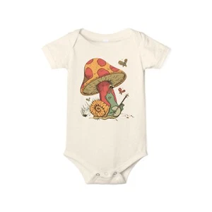 Cottagecore Baby Bodysuit. Mushroom Toadstool Adorable Baby Gift - Picture 1 of 13