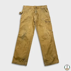Dickies Pants Mens 36x32 Beige Thrashed Carpenter Hammerloop Work Wear Canvas - Picture 1 of 9