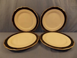 Artículos de restaurante Syracuse borde negro borde festoneado borde dorado 4 platos 10 1/2" - Imagen 1 de 6