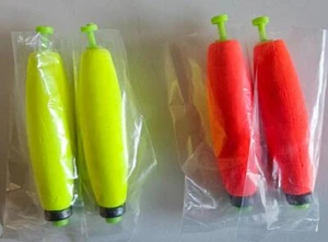 Lot of 4 Eagle Claw 4" Foam Snap-On Floats Chartreuse & Fluorescent Red NEW - Picture 1 of 2