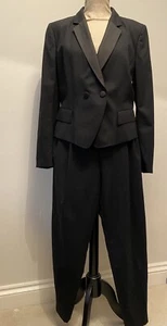 Nicole Farhi UK 14 Black Wool Suit Jacket Blazer & Trousers Stinking Luxurious - Picture 1 of 24