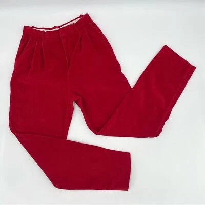 Pantalones de pana Nordstrom vintage años 80 para mujer rojos retro plisados tiro alto cónicos Foto 1 de 4