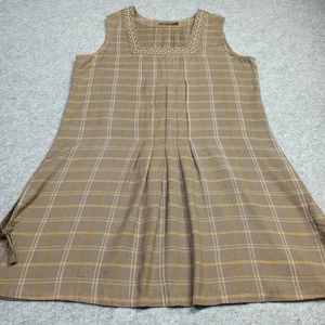 Vestido de franela para mujer Gudrun Sjoden talla L marrón a cuadros algodón orgánico cuello cuadrado - Imagen 1 de 13
