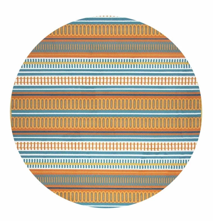 Rizzy Home Glendale 5'5" X 5'5" Round Area Rug Orange, Yellow, Aqua Blue, - Image 1 of 1