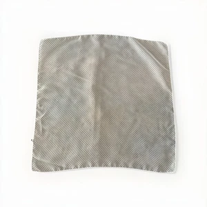 Foulard Chiffon Polka Dot Square Handkerchief, Black over White 20" - Picture 1 of 5