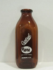 SSPQ Amber Milk Bottle Central Dairy Albany NY ALBANY COUNTY MVM 1963 - Picture 1 of 2