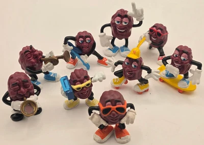LOTE DE 9 California Raisins 1980s FIGURAS APLAUSO CALRAB Skate Board Music - Imagem 1 de 4