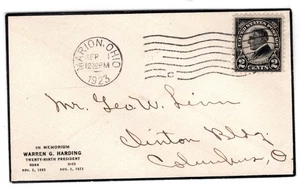 #610 Harding 1923 FDC - 1st Geo Linn on Mourning Cover - Picture 1 of 2