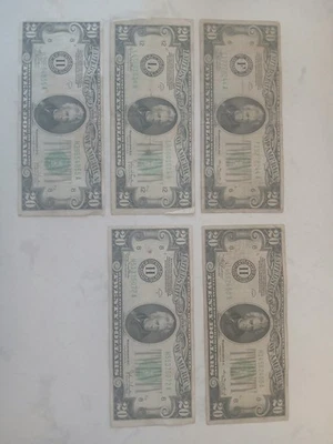 1934 $20 Bills Series B/C/and Reg Lot Of 5 Circulated - Image 1 of 4