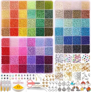 ALinmo 43200pcs 72 Colors 2mm Glass Seed Beads for Bracelet Making Kit, Small BH - Picture 1 of 6