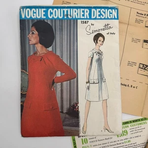 Vtg 1960's Vogue Couturier Design Dress Pattern 1587 Simonetta Of Italy Size 14 - Picture 1 of 12