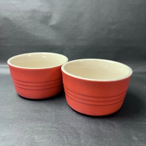 2 Le Creuset 12-34 Apple Red Ramekins Prep Bowls EUC - Picture 1 of 6