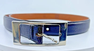 "Cinturón de cuero en relieve de lagarto negro 29-30"" MCM para mujer de colección hecho en Italia" Foto 1 de 4