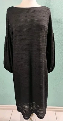 Vestido Vaina Liz Claiborne Talla 14 Elastizado Negro "Defecto" Foto 1 de 4