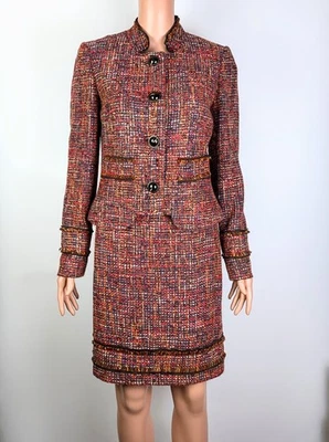Nuevo con etiquetas Traje Falda Mujer Etcetera Gaélico Tweed en Vino, Óxido, Marrón Mezcla Talla 6 Foto 1 de 4